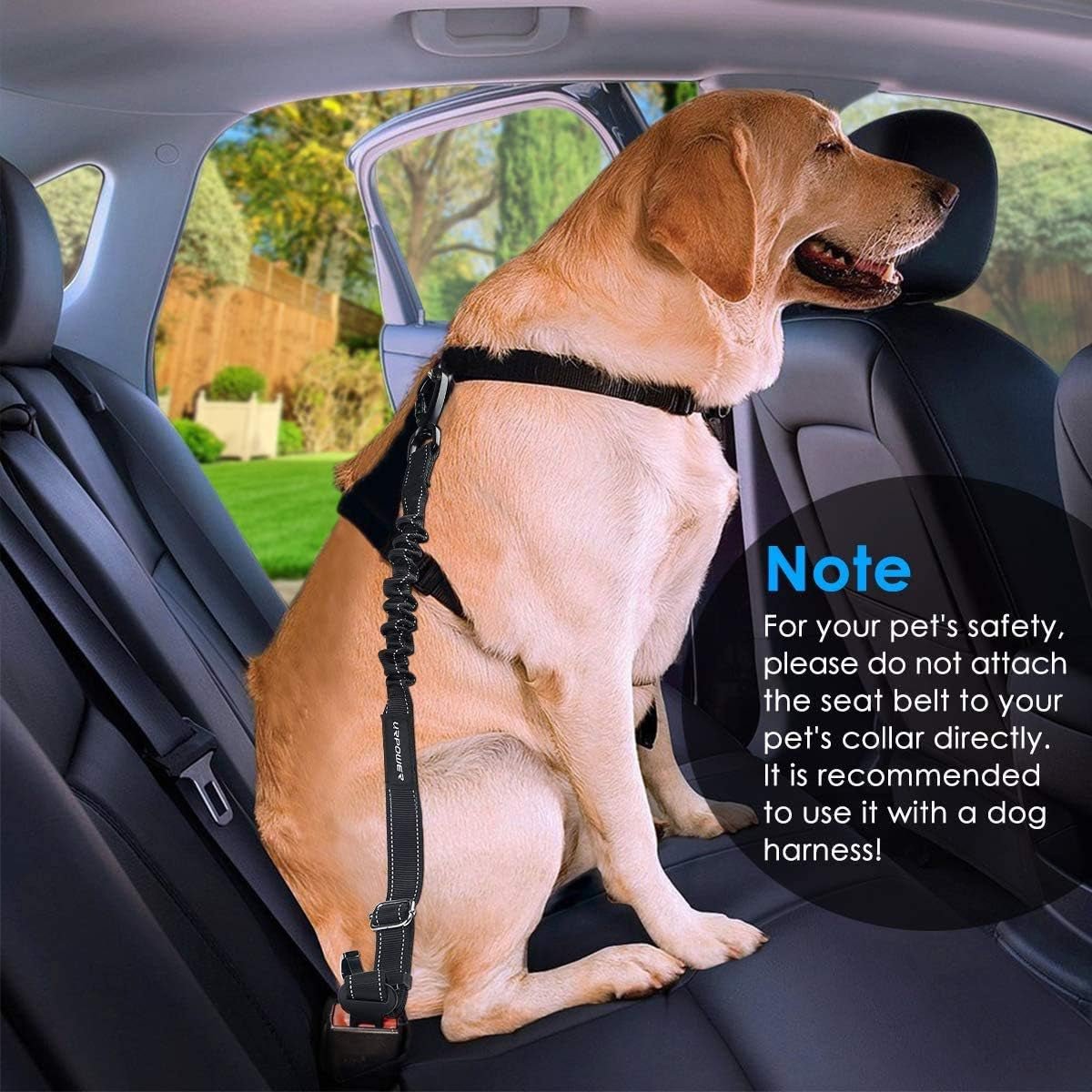3 - In - 1 Dog Seat Belt for Car, 2 Pack Adjustable Bungee Dog Car Harness with Seatbelt Buckle & Latch Hook, Reflective & 360° Swivel Heavy Duty Pet Safety Belts for Dogs and Cats - FurrrBabies & More! - 705353292934