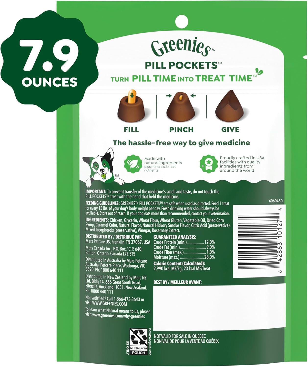 Greenies Pill Pockets for Dogs Large Size, Dog Treat Pouch for Capsule Medication, Hickory Smoke Flavor, 7.9 Oz. Pouch - FurrrBabies & More! - 744759693518