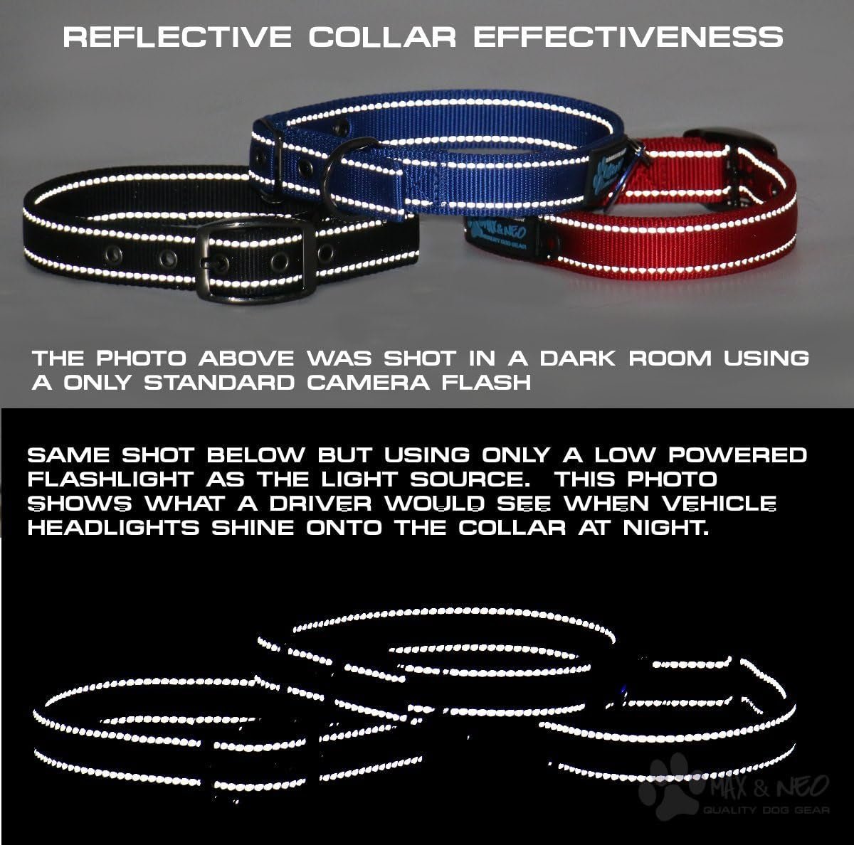 MAX Reflective Metal Buckle Dog Collar - We Donate a Collar to a Dog Rescue for Every Collar Sold (Large, RED) - FurrrBabies & More! - 744110059892