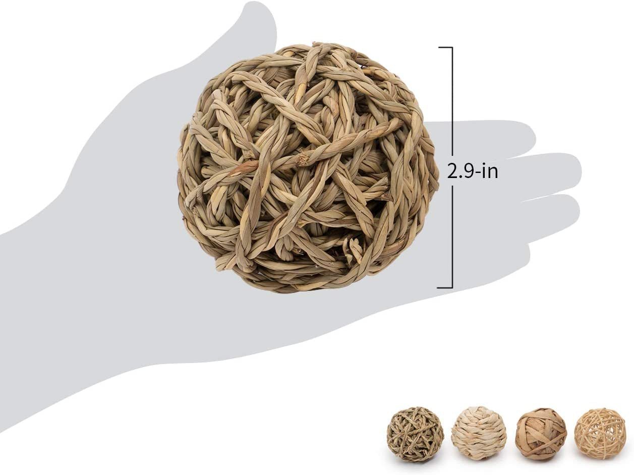 Natural Chew Activity Toys Fun Safe Hay Grass Pet Balls for Chinchilla Guinea Pig Rats Rabbits Hamster Gerbil Degu Bunny and Other Small Animals - FurrrBabies & More! - 313027960944