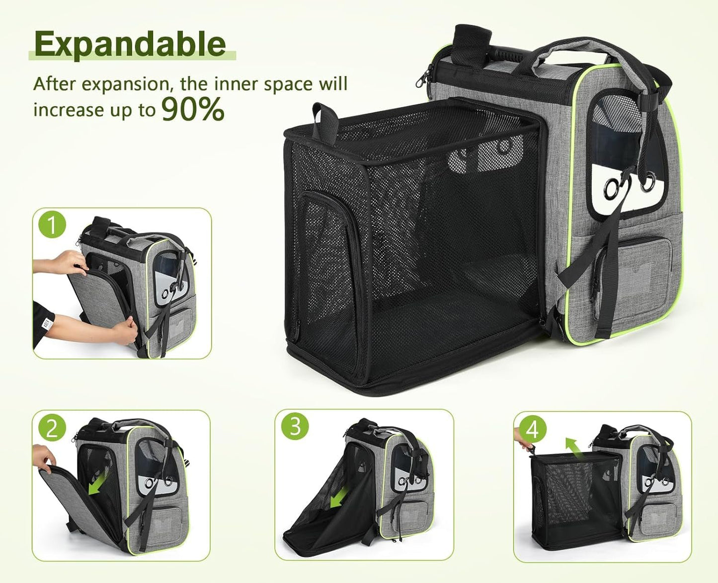 Pet Carrier Backpack, Cat Backpack Carrier, Expandable with Breathable Mesh for Small Dogs Cats Puppies, Dog Backpack Carrier for Hiking Travel Camping Outdoor, Hold Pets up to 18 Lbs - FurrrBabies & More! - 711181244397
