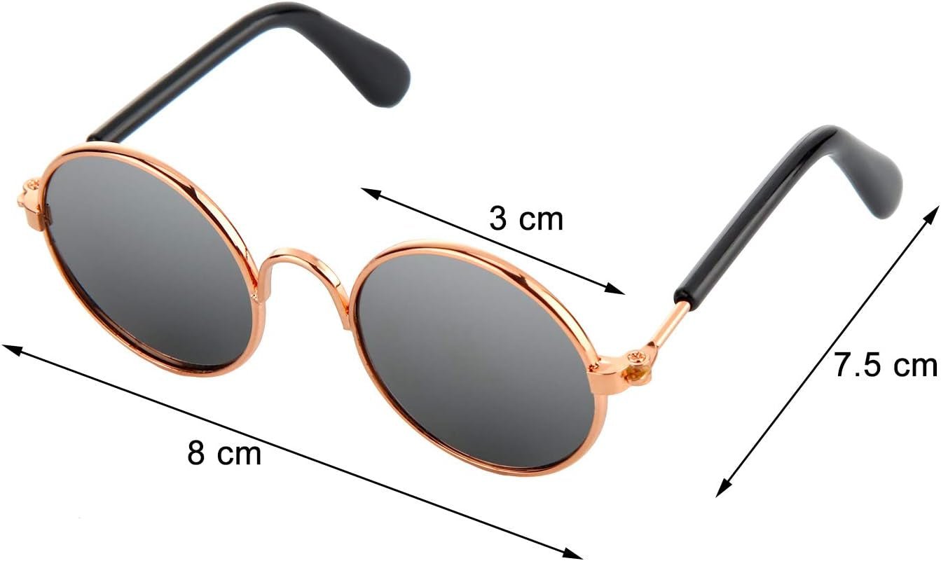 10 Pieces Cat Dog Sunglasses Funny Pet Glasses round Metal Small Classic Retro Sunglasses Pet Hippie Cute Dog Cat Cosplay Party Costume Photo Props Cosplay Glasses(Mixed Color) - FurrrBabies & More! - 313030430472