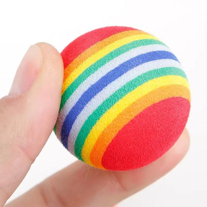 10PCS Rainbow Cat Toys Ball Interactive Cat Dog Play Chewing Rattle Scratch Ball Training Balls Pet Toys Supplies - FurrrBabies & More! - 313048559530