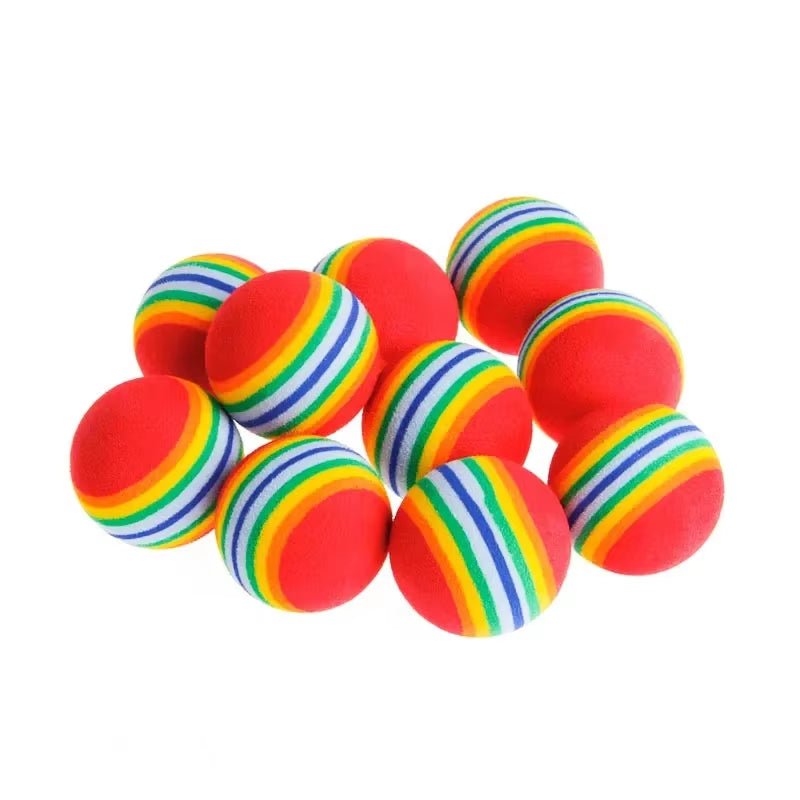 10PCS Rainbow Cat Toys Ball Interactive Cat Dog Play Chewing Rattle Scratch Ball Training Balls Pet Toys Supplies - FurrrBabies & More! - 313048559530