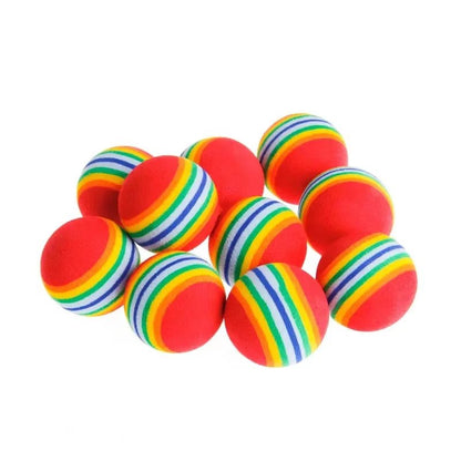 10PCS Rainbow Cat Toys Ball Interactive Cat Dog Play Chewing Rattle Scratch Ball Training Balls Pet Toys Supplies - FurrrBabies & More! - 313048559530