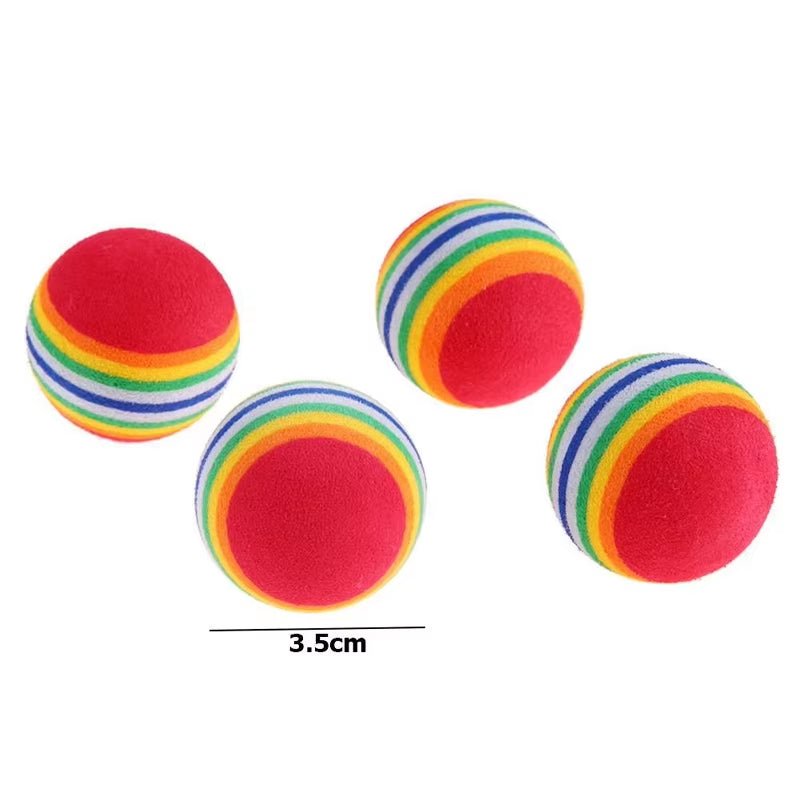 10PCS Rainbow Cat Toys Ball Interactive Cat Dog Play Chewing Rattle Scratch Ball Training Balls Pet Toys Supplies - FurrrBabies & More! - 313048559530
