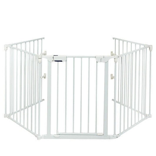 115 Inch Length 5 Panel Adjustable Wide Fireplace Fence - Black - FurrrBabies & More! - Pet Gate