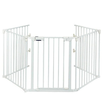 115 Inch Length 5 Panel Adjustable Wide Fireplace Fence - Black - FurrrBabies & More! - Pet Gate