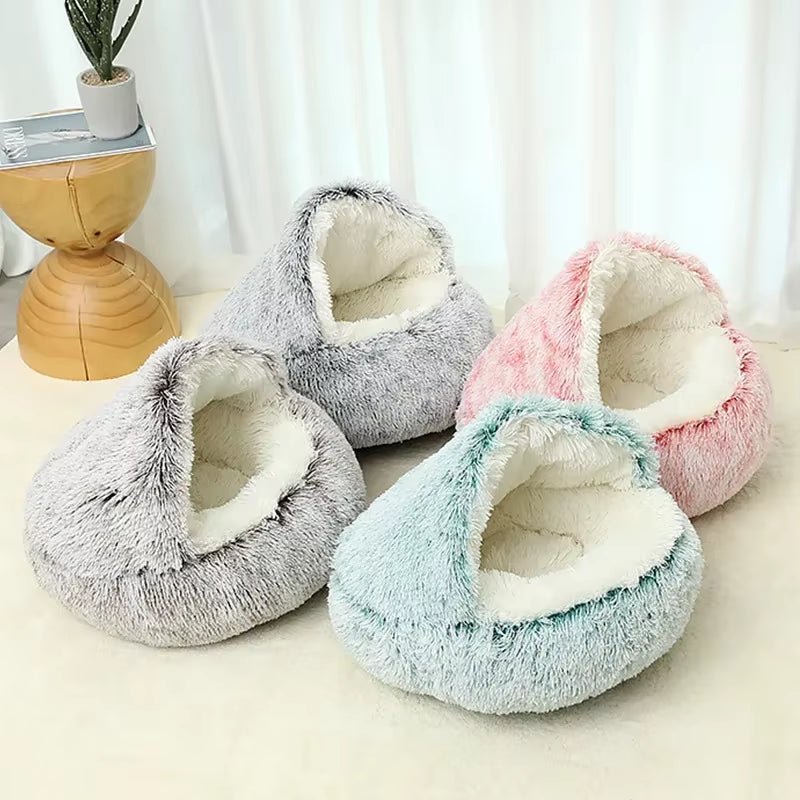 2 - in - 1 Round Cushion & Warm Pet House for Cats and Small Dogs - FurrrBabies & More! - 7445017582546