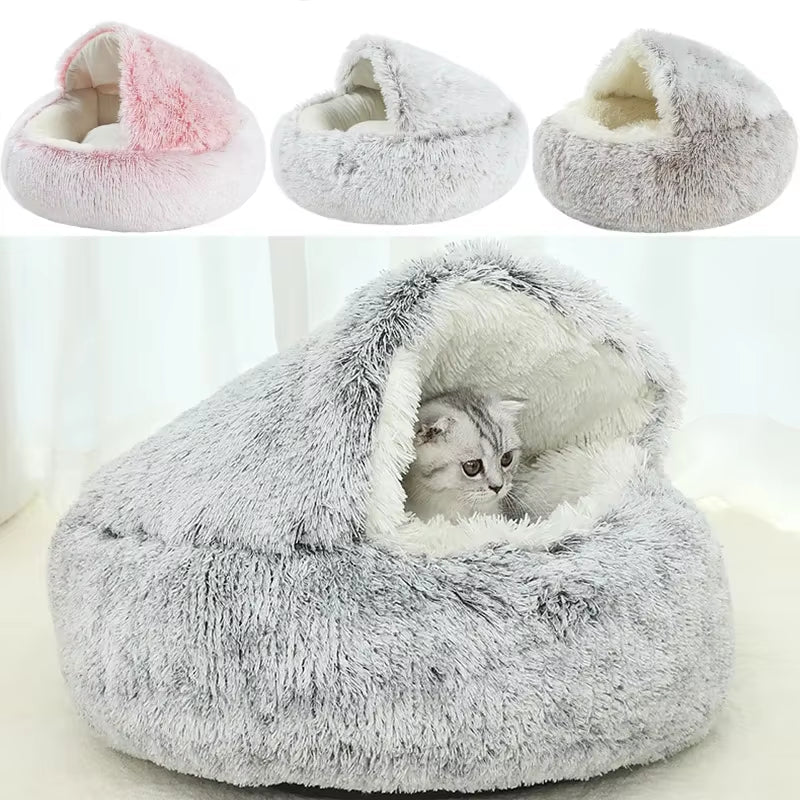 2 - in - 1 Round Cushion & Warm Pet House for Cats and Small Dogs - FurrrBabies & More! - 7445017582546