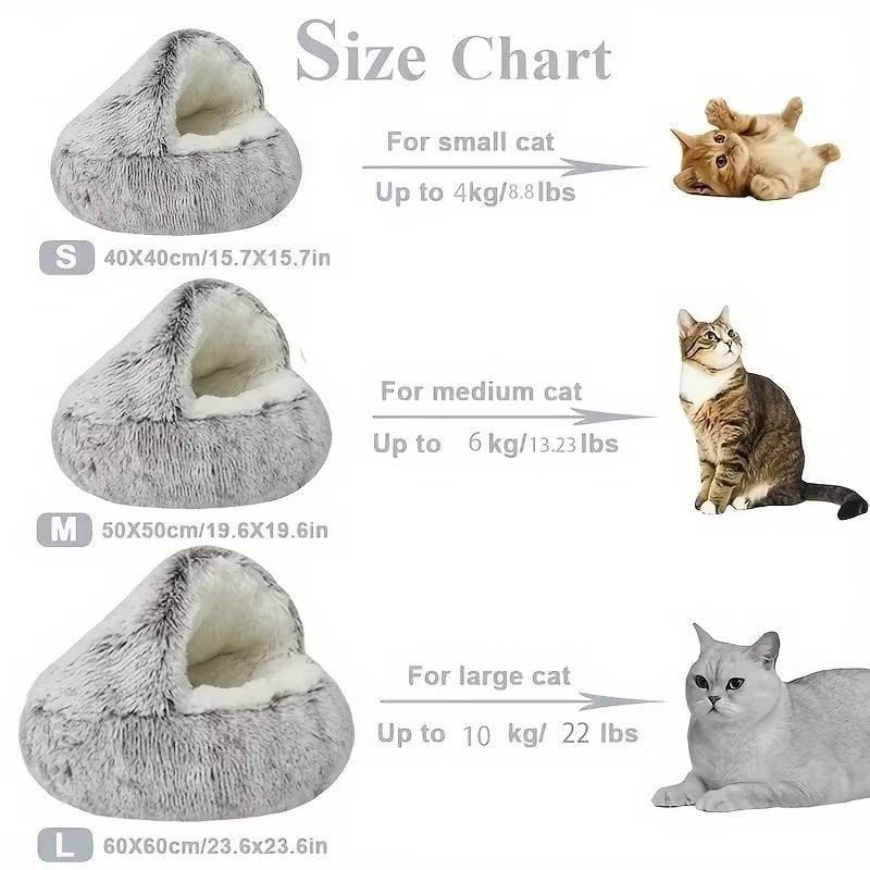 2 - in - 1 Round Cushion & Warm Pet House for Cats and Small Dogs - FurrrBabies & More! - 7445017582546