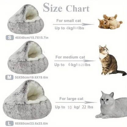 2 - in - 1 Round Cushion & Warm Pet House for Cats and Small Dogs - FurrrBabies & More! - 7445017582546