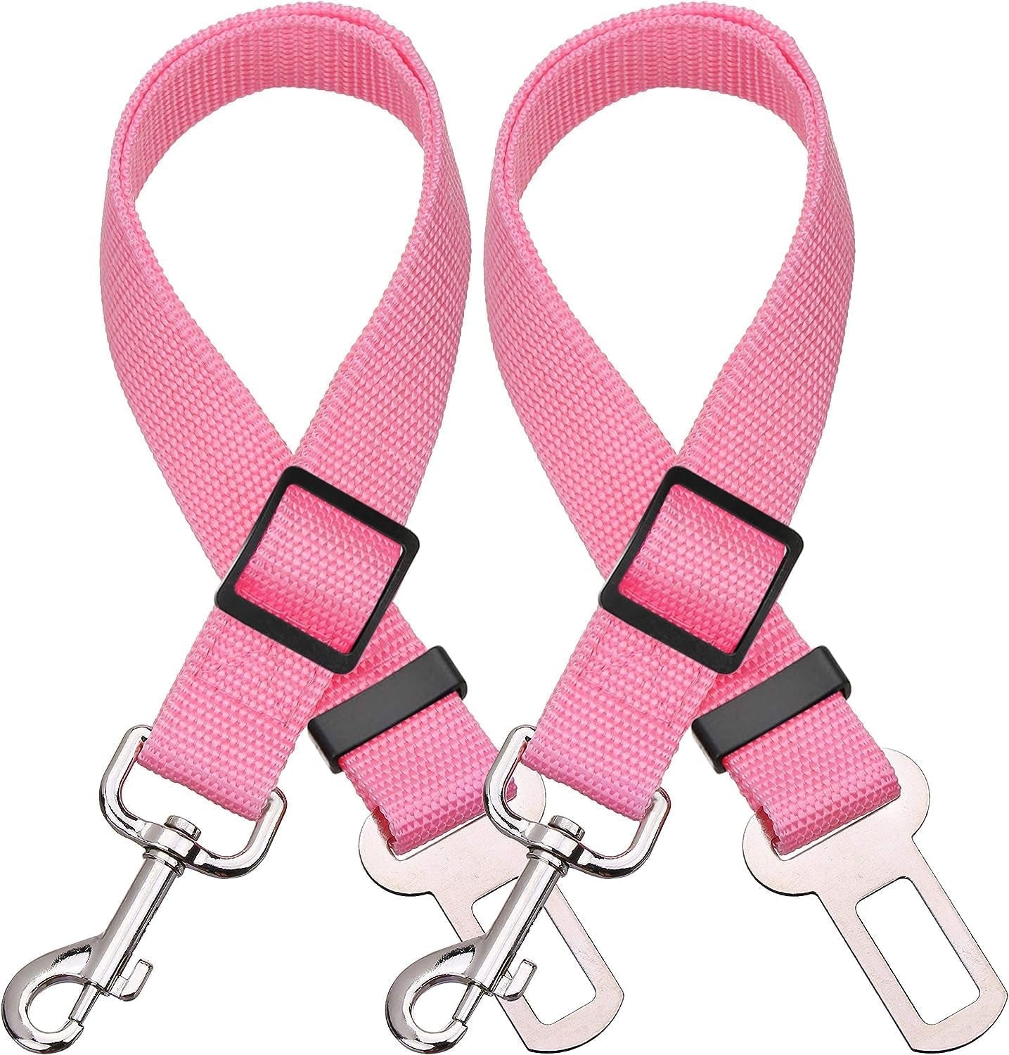 2 Packs Adjustable Length Pet Dog Cat Car Seat Belt Pet Seat Belt Pet Accessories for Dogs Cats and Pets (Pink) - FurrrBabies & More! - 744759417275