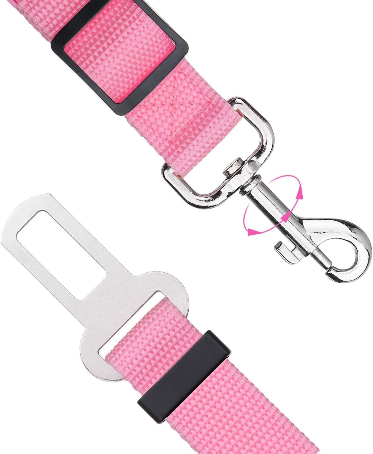 2 Packs Adjustable Length Pet Dog Cat Car Seat Belt Pet Seat Belt Pet Accessories for Dogs Cats and Pets (Pink) - FurrrBabies & More! - 744759417275