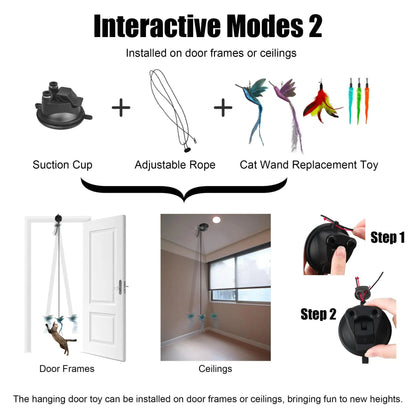 2 Wands with Base & 6 Feather Interactive Cat Toy Set - FurrrBabies & More! - 7445013611691