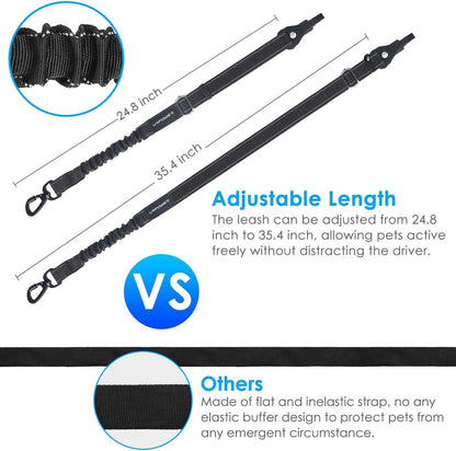 3 - In - 1 Dog Seat Belt for Car, 2 Pack Adjustable Bungee Dog Car Harness with Seatbelt Buckle & Latch Hook, Reflective & 360° Swivel Heavy Duty Pet Safety Belts for Dogs and Cats - FurrrBabies & More! - 705353292934