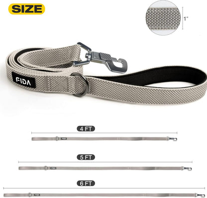 4 FT Heavy Duty Dog Leash with 2 Comfortable Padded Handles, Traffic Handle & Advanced Easy Snap Hook, Reflective Walking Lead for Large, Medium & Small Breed Dogs, Grey - FurrrBabies & More! - 313053549564