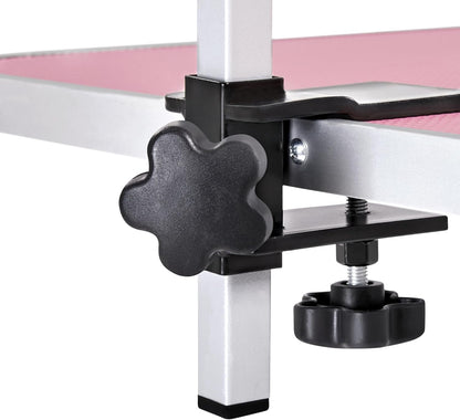 46'' Pet Grooming Table for Large Dogs Adjustable Height - Portable Trimming Table Drying Table W/Arm/Noose/Mesh Tray Maximum Capacity up to 265Lb - Pink - FurrrBabies & More! - 7445010488456