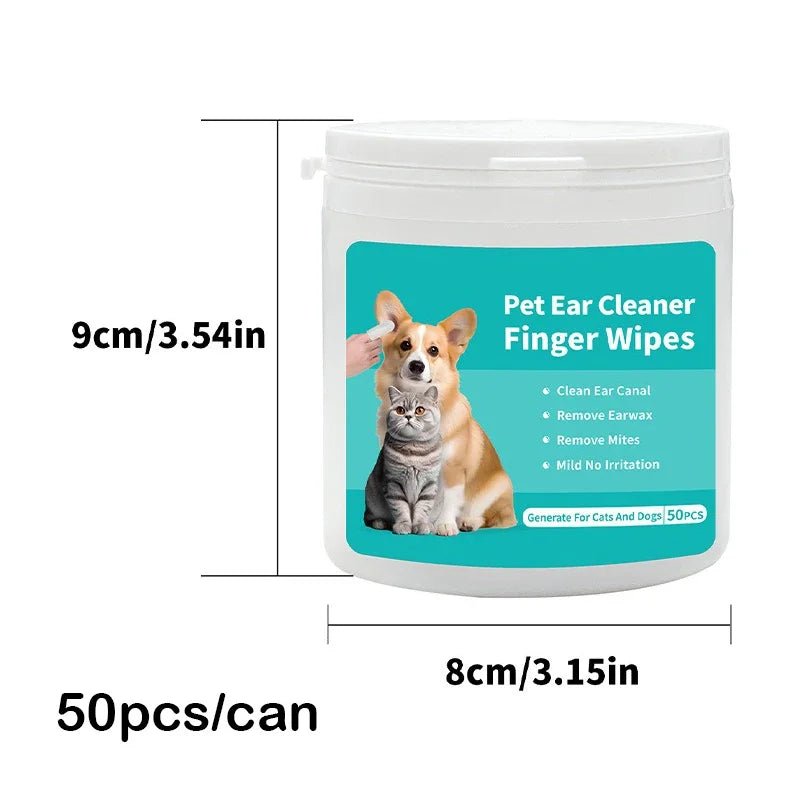 50 PCS Pet Cleaning Products Ear Cleaning Wipes Ear Care Fingertips Ear Mite Removal Cat and Dog Ear Cleaning Pet Products - FurrrBabies & More! - 7445030614637