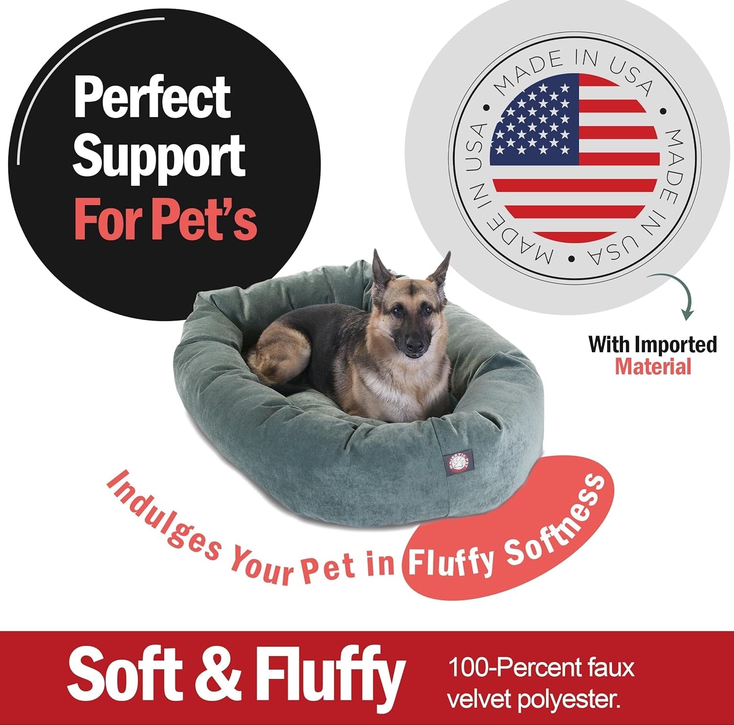 52 Inch Micro Velvet Calming Dog Bed Washable – Cozy Soft round Dog Bed with Spine for Head Support - Fluffy Donut Puppy Mat 52X35X11 (Inch) X - Large – Azure - FurrrBabies & More! - 7445037664659