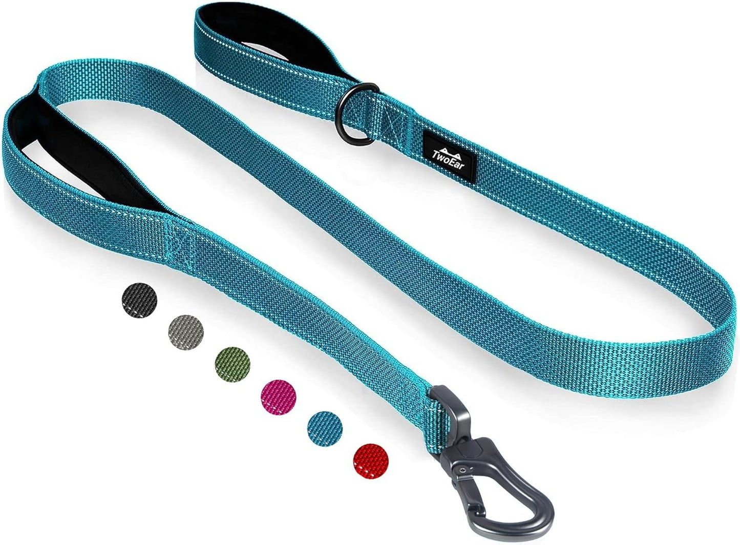 5FT 1IN Strong Blue Dog Leash with 2 Padded Handles, Traffic Handle Extra Control, Comfortable Soft Dual Handle, Auto Lock Hook, Reflective Walking Lead for Small Medium and Large Dogs - FurrrBabies & More! - 313032029056