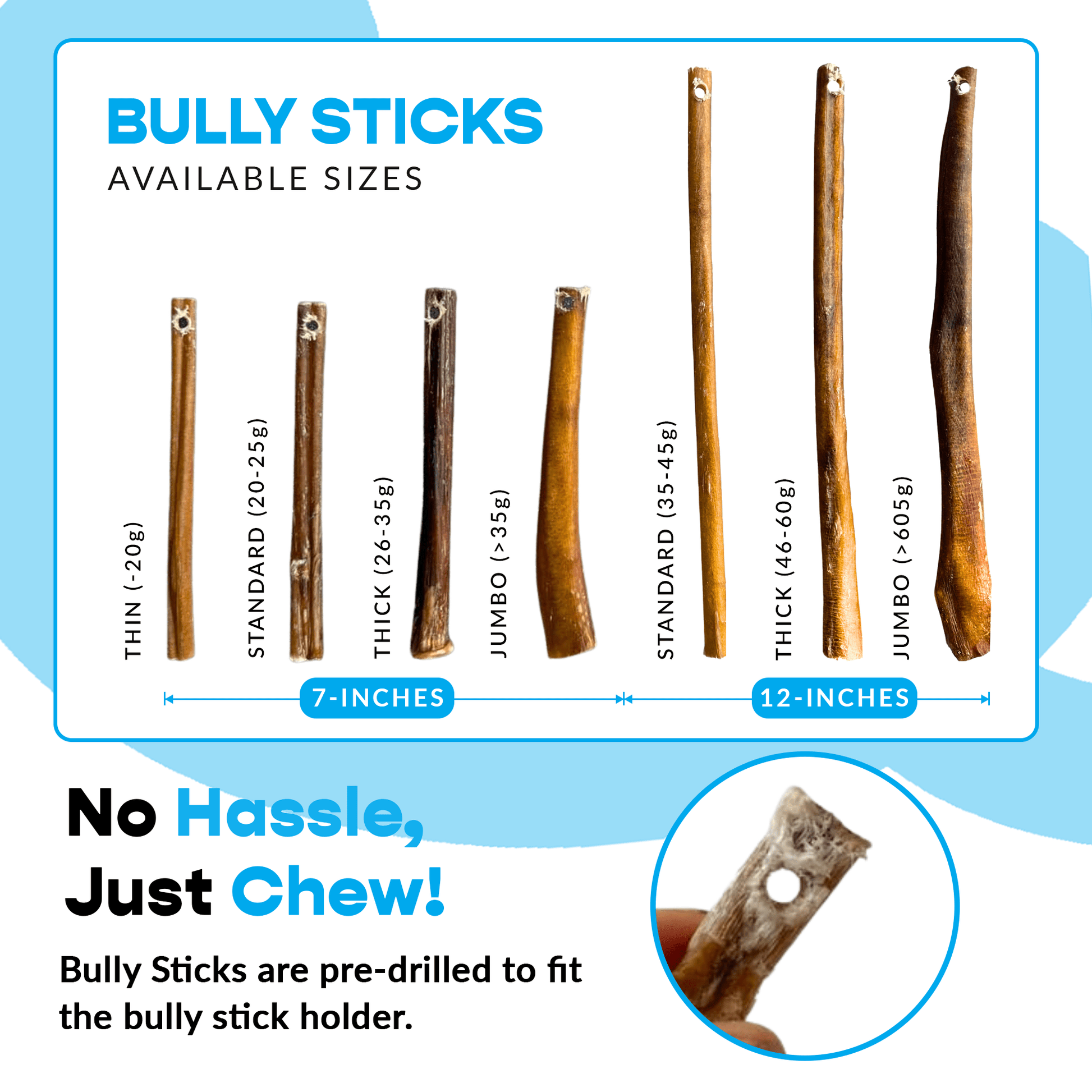 7" Thick Bully Sticks - Refill Pack - FurrrBabies & More! - 00197644866885Bully Sticks