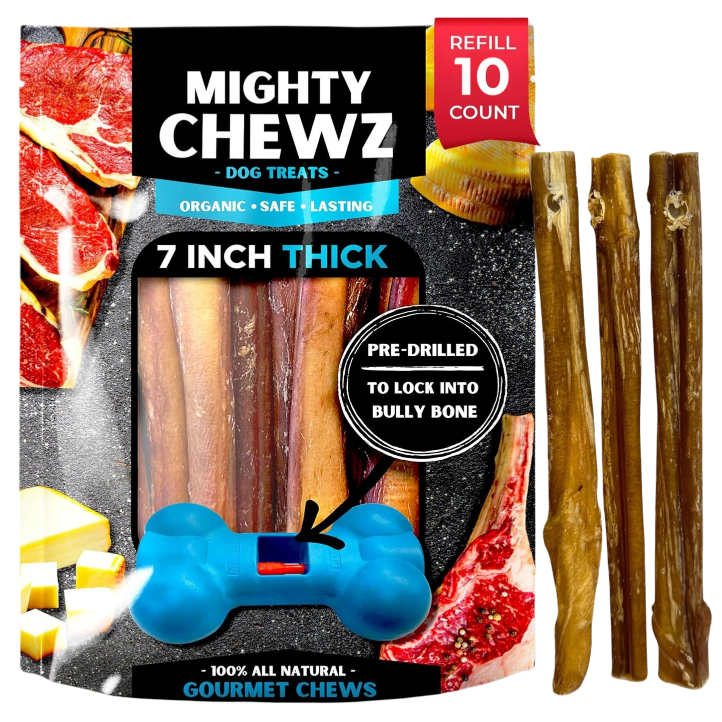 7" Thick Bully Sticks - Refill Pack - FurrrBabies & More! - 00197644535194Bully Sticks