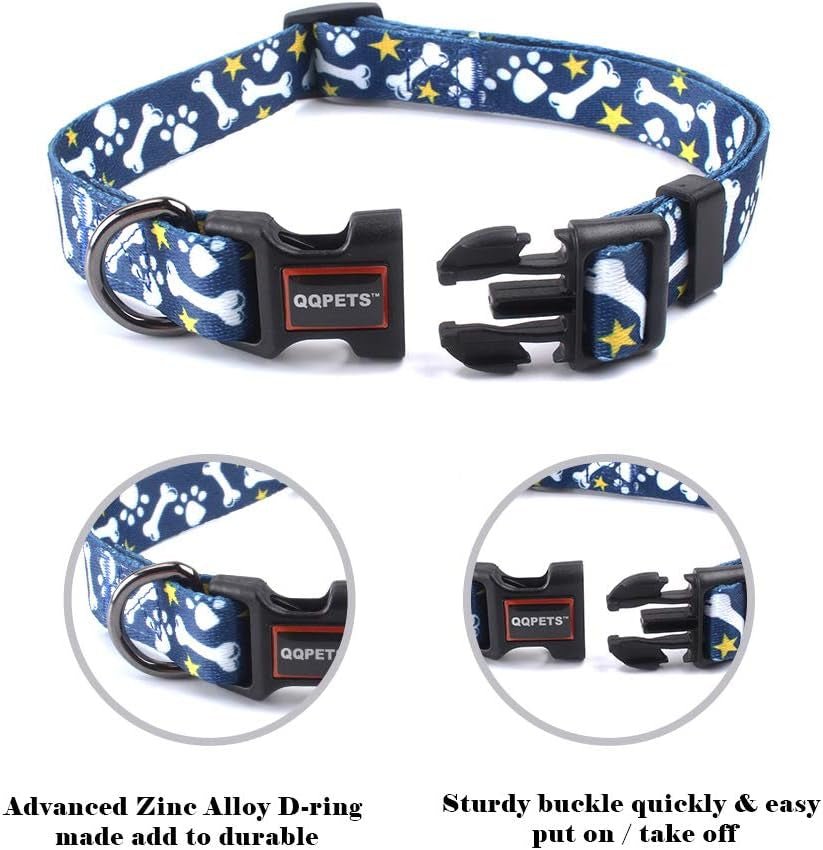 Adjustable Soft Dog Collar: Print Flower Pink Multicolor Cute Patterns for XS Small Medium Large Pet Girl Boy Puppy Walking Running Training (XS, Bone) - FurrrBabies & More! - 726084358041