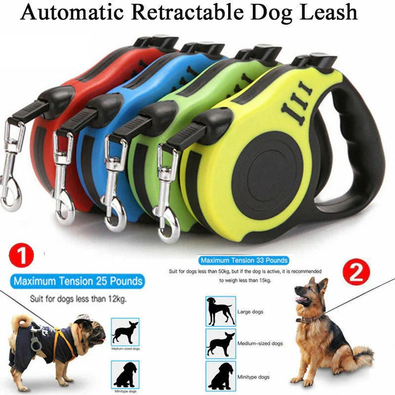 Automatic Retractable Dog Leash - Dual Size Options with Brake & Lock Safety System - FurrrBabies & More! - 