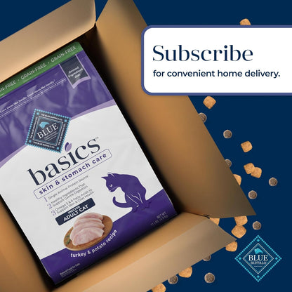 Basics Grain - Free Dry Cat Food, Skin & Stomach Care, Limited Ingredient Diet for Indoor Cats, Turkey & Potato Recipe, 11 - Lb. Bag - FurrrBabies & More! - 313023148100