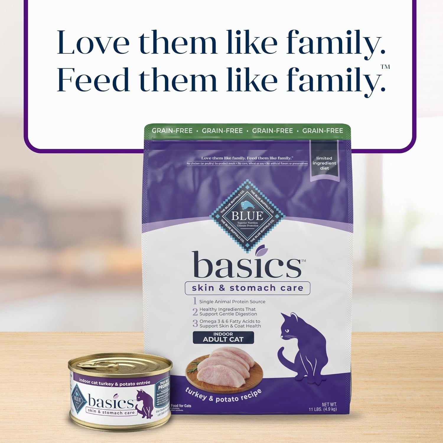 Basics Grain - Free Dry Cat Food, Skin & Stomach Care, Limited Ingredient Diet for Indoor Cats, Turkey & Potato Recipe, 11 - Lb. Bag - FurrrBabies & More! - 313023148100