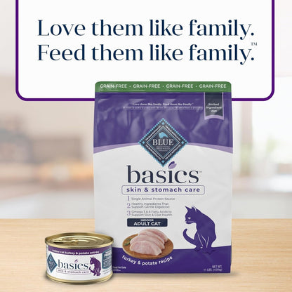 Basics Grain - Free Dry Cat Food, Skin & Stomach Care, Limited Ingredient Diet for Indoor Cats, Turkey & Potato Recipe, 11 - Lb. Bag - FurrrBabies & More! - 313023148100