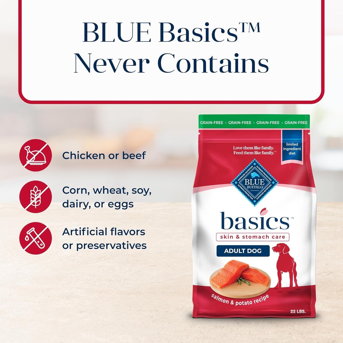 Basics Grain - Free Dry Dog Food for Adult Dogs, Limited Ingredient Diet, Salmon Recipe, 22 - Lb. Bag - FurrrBabies & More! - 7445047342325