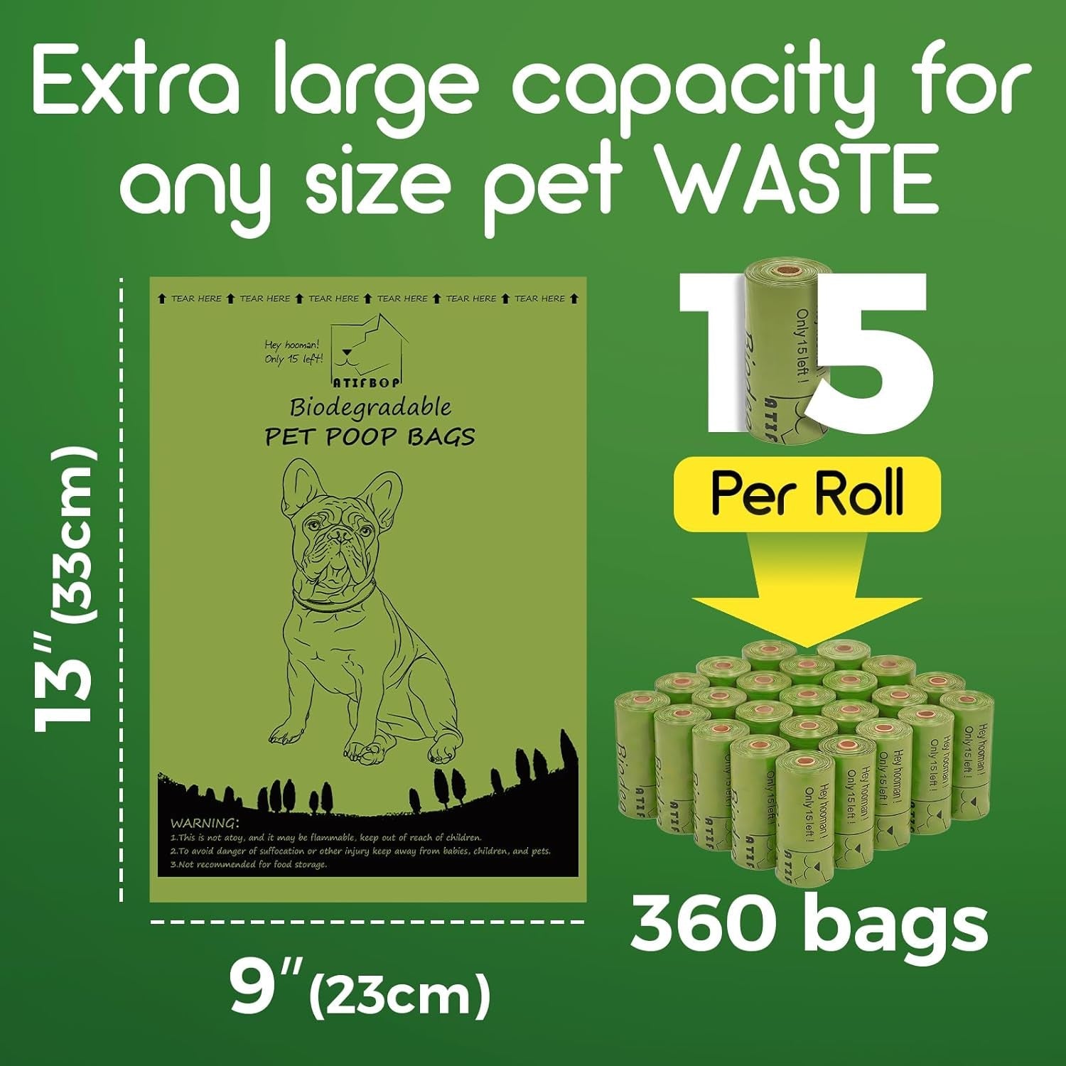 Biodegradable Dog Poop Bags Rolls 360 Count Scented, Leak Proof and Extra Thick Waste Bag Refill (Scented) - FurrrBabies & More! - 744110025590