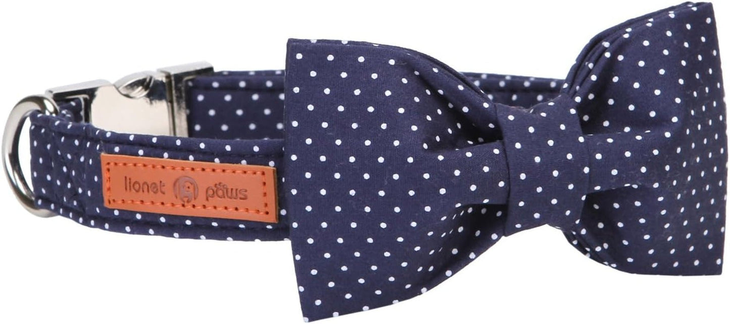 Boy Dog Collar with Bowtie, Comfortable Adjustable Cute Navy Blue Bow Tie Collar for Male Dogs Gift, Xlarge, Neck 16 - 26 Inches - FurrrBabies & More! - 711181719604