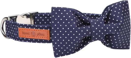 Boy Dog Collar with Bowtie, Comfortable Adjustable Cute Navy Blue Bow Tie Collar for Male Dogs Gift, Xlarge, Neck 16 - 26 Inches - FurrrBabies & More! - 711181719604