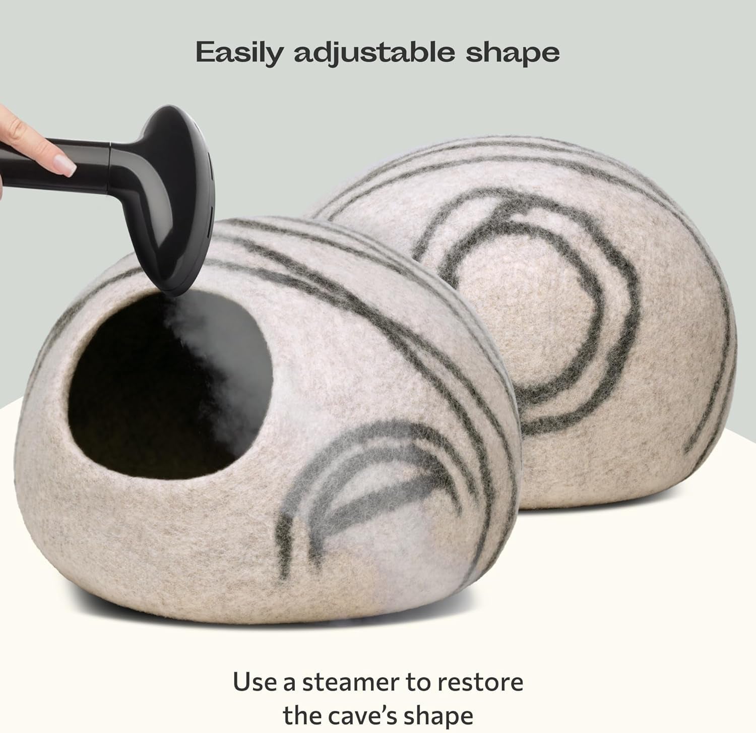 Cat Cave – Premium Felt Cat Bed for Indoor Cats, Handmade Merino Wool (Light Grey, Medium) - FurrrBabies & More! - 705353167331