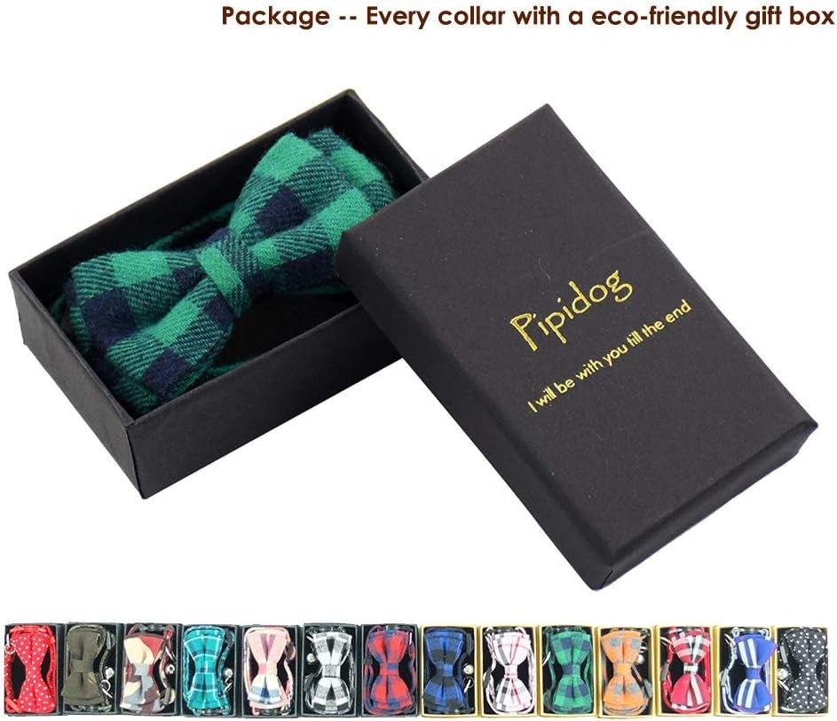 Cat Collar Breakaway with Bell and Bow Tie, Plaid Design Adjustable Safety Kitty Kitten Collars(6.8 - 10.8In) (Green Plaid) - FurrrBabies & More! - 7445010955965