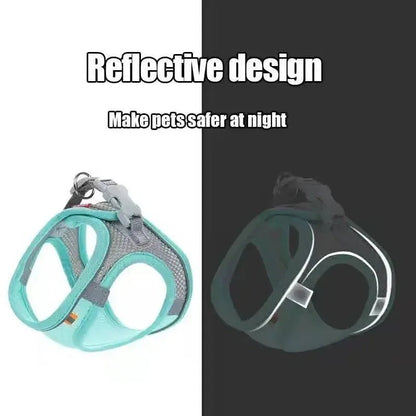 Cat Dog Harness Vest Chest Rope Set Reflective Breathable Adjustable Pet Harness for Small Medium Dogs Outdoor Walking - FurrrBabies & More! - 7445040094009