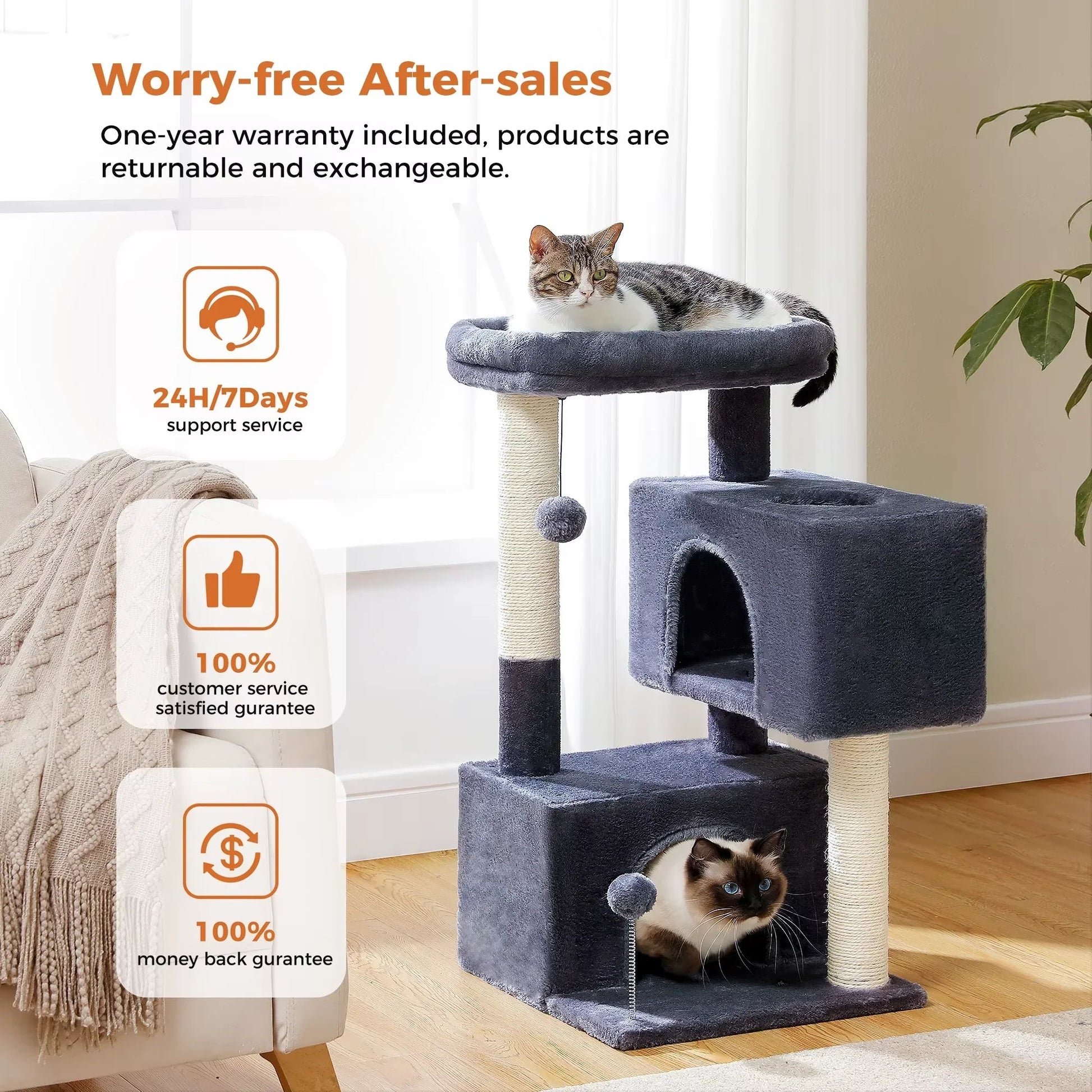 Cat Tree for Large Cats Cat Tower for Indoor - FurrrBabies & More! - 
