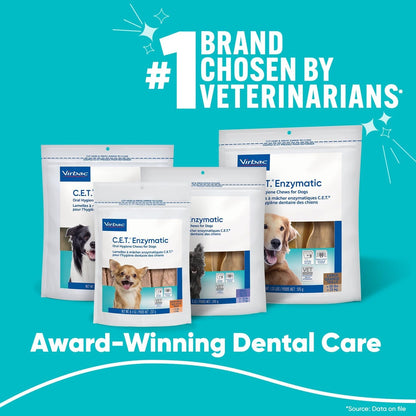C.E.T.® Enzymatic Oral Hygiene Chews for Dogs, X Small - Plaque & Tartar Control - Single Layer Beefhide with Exclusive Dual - Enzyme System & Tasty Chicken Flavor - Easy to Give Dog Dental Chew - FurrrBabies & More! - 744759966704