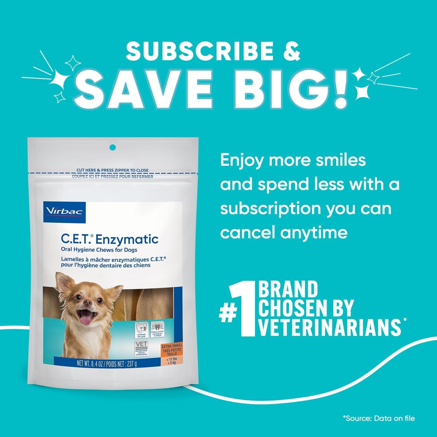 C.E.T.® Enzymatic Oral Hygiene Chews for Dogs, X Small - Plaque & Tartar Control - Single Layer Beefhide with Exclusive Dual - Enzyme System & Tasty Chicken Flavor - Easy to Give Dog Dental Chew - FurrrBabies & More! - 744759966704