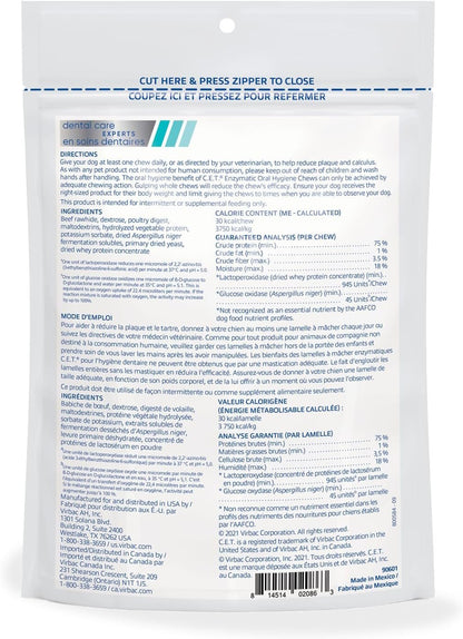 C.E.T.® Enzymatic Oral Hygiene Chews for Dogs, X Small - Plaque & Tartar Control - Single Layer Beefhide with Exclusive Dual - Enzyme System & Tasty Chicken Flavor - Easy to Give Dog Dental Chew - FurrrBabies & More! - 744759966704