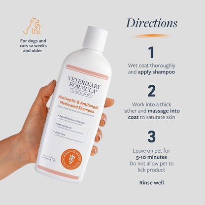 Clinical Care Antiseptic and Antifungal Medicated Shampoo for Dogs & Cats, 16 Fl Oz – Helps Alleviate Scaly, Greasy, Red Skin – Paraben, Dye, Soap - Free (1 Pack) - FurrrBabies & More! - 313055273276