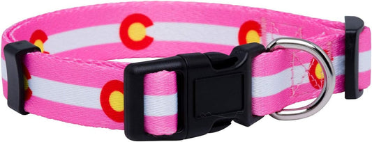 Colorado State Flag Dog Collar (Colorado Pink, Medium) - FurrrBabies & More! - 705353660894