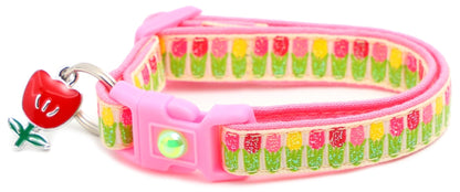 Colorful Tulips Breakaway Cat Collar - FurrrBabies & More! - Cream - Cat Collar