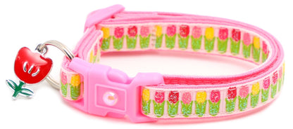 Colorful Tulips Breakaway Cat Collar - FurrrBabies & More! - Light Pink - Cat Collar
