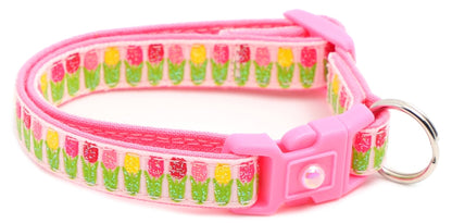 Colorful Tulips Breakaway Cat Collar - FurrrBabies & More! - Light Pink - Cat Collar