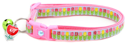 Colorful Tulips Breakaway Cat Collar - FurrrBabies & More! - Light Blue - Cat Collar