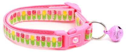 Colorful Tulips Breakaway Cat Collar - FurrrBabies & More! - Light Pink - Cat Collar